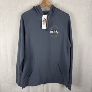 Seattle Seahawks NFL Team Apparel Hooded Henley Hoodie Mens Size Large NWT